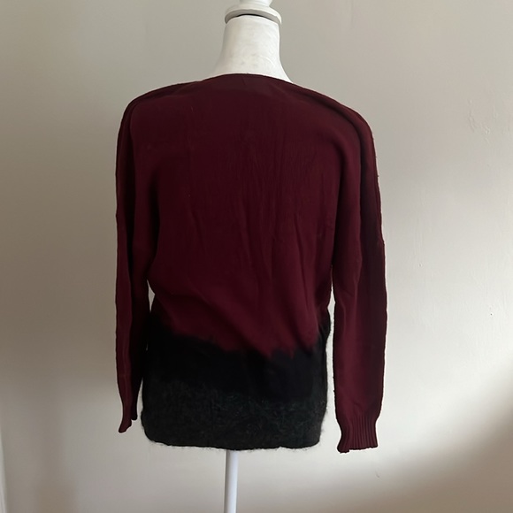Cowl Neck Sweater in Maroon with Gray and Black gradient - Picture 2 of 2